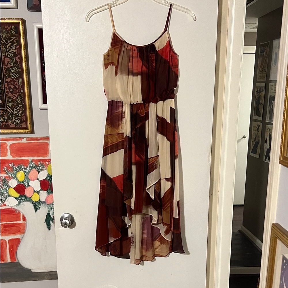 Maggy London asymmetrical hem sundress. Spaghetti straps. Fully lined